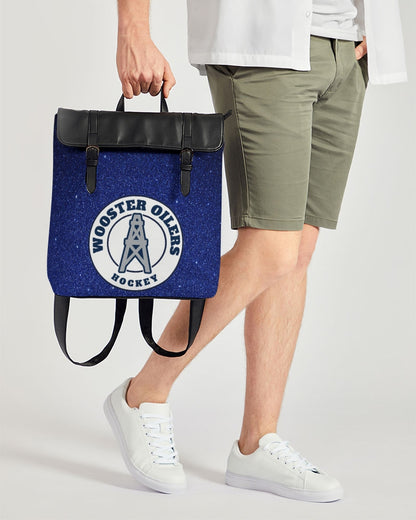 blue glitter hs oilers Casual Flap Backpack