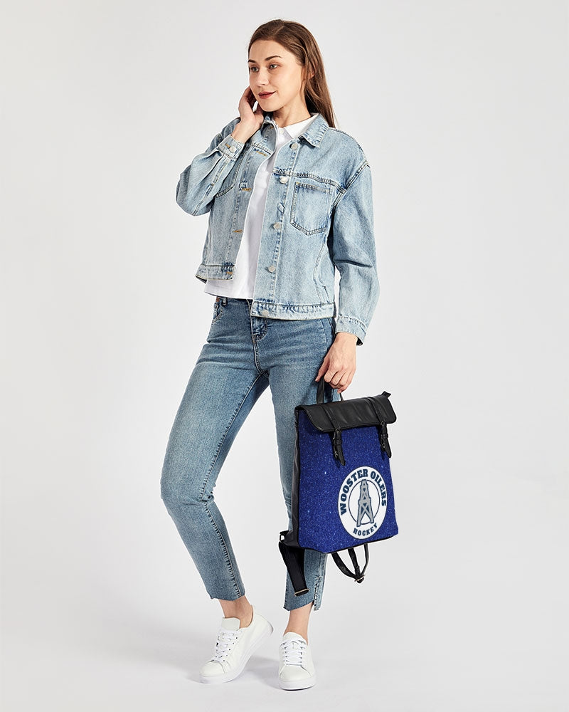 blue glitter hs oilers Casual Flap Backpack
