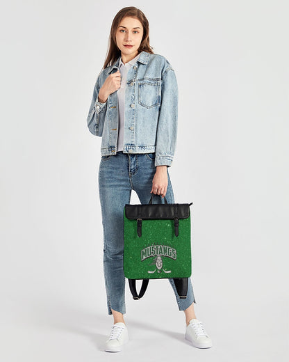 Green Glitter Casual Flap Backpack
