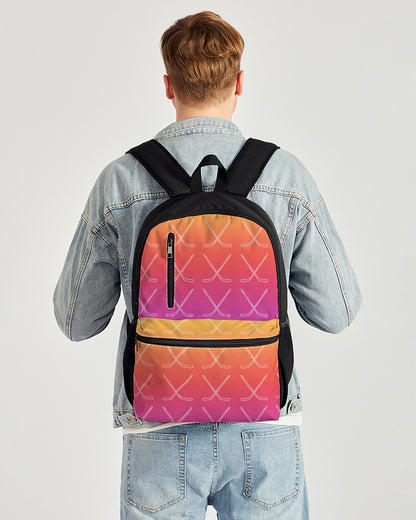 Ombre Hockey Stick Duo-Zip Front Canvas Backpack