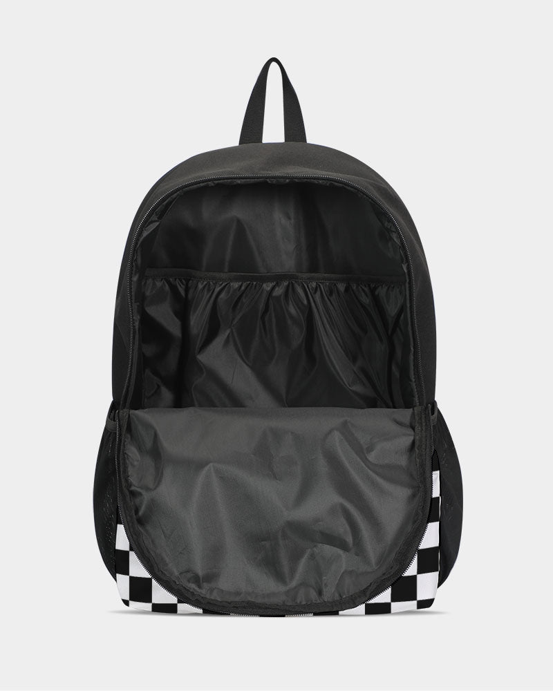 checkered Duo-Zip Front Canvas Backpack