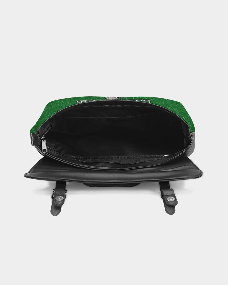 Green Glitter Casual Flap Backpack