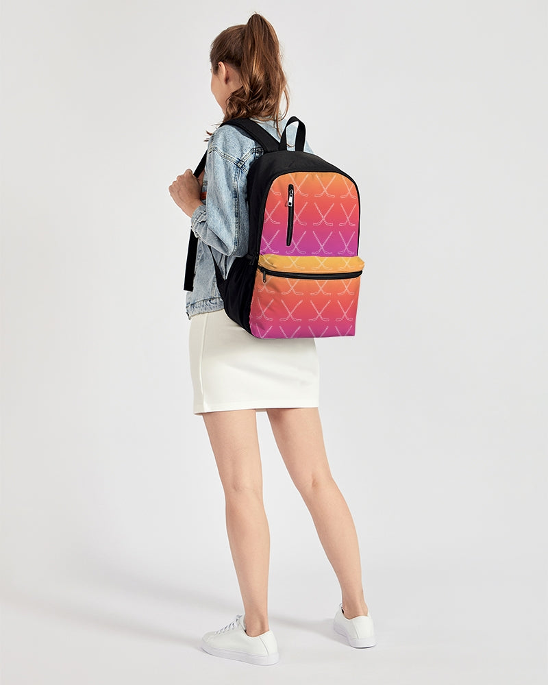 Ombre Hockey Stick Duo-Zip Front Canvas Backpack