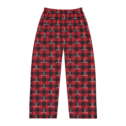 Adult Buffalo Plaid Hockey Stick Pajama Pants