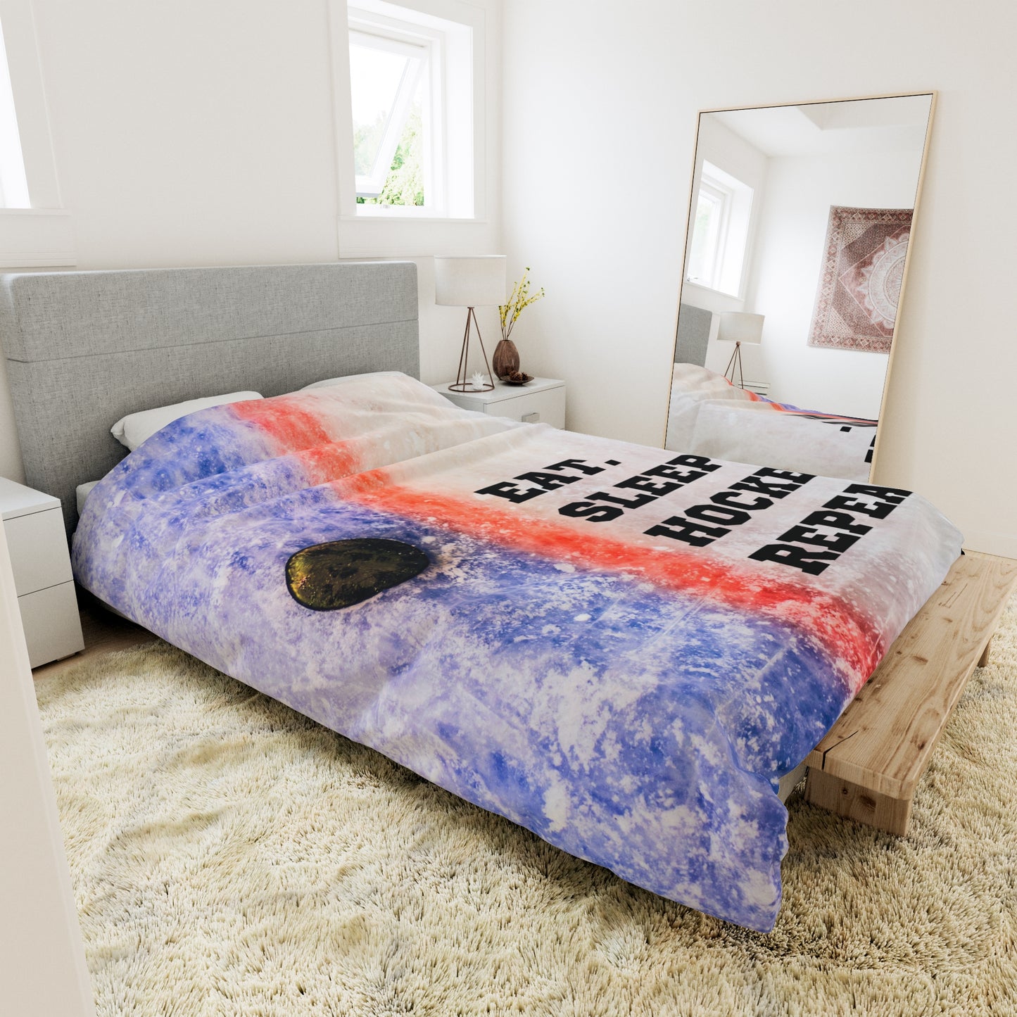 Eat Sleep Hockey Repeat Duvet Cover