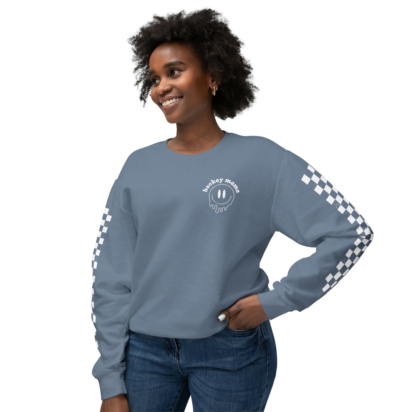 Hockey Mama Square Arms Unisex Lightweight Crewneck Sweatshirt