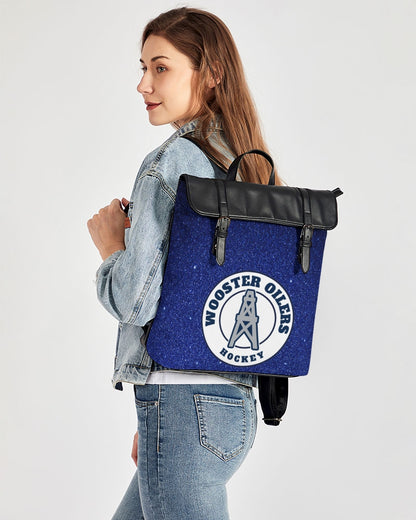 blue glitter hs oilers Casual Flap Backpack