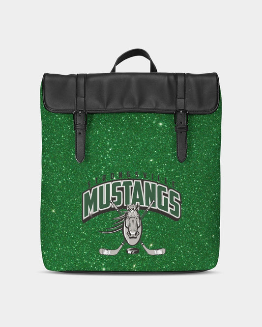 Green Glitter Casual Flap Backpack