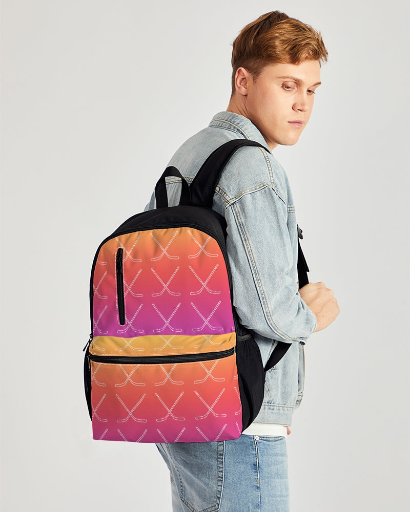 Ombre Hockey Stick Duo-Zip Front Canvas Backpack