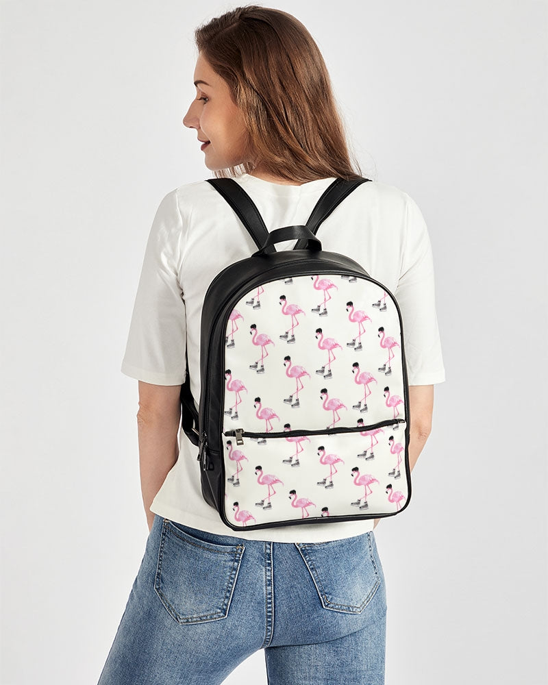 Hockey Playing Flamingos Classic Faux Leather Backpack