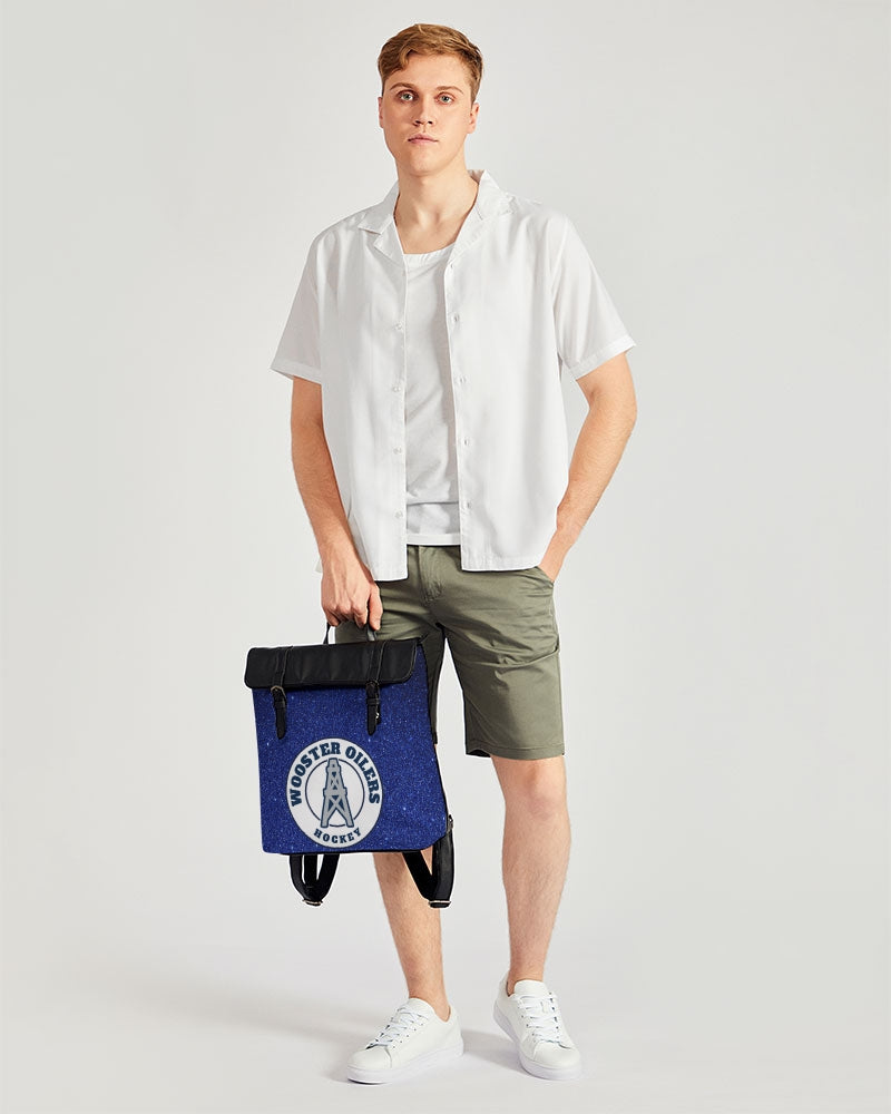 blue glitter hs oilers Casual Flap Backpack