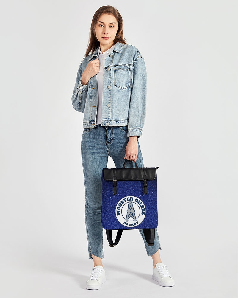 blue glitter hs oilers Casual Flap Backpack