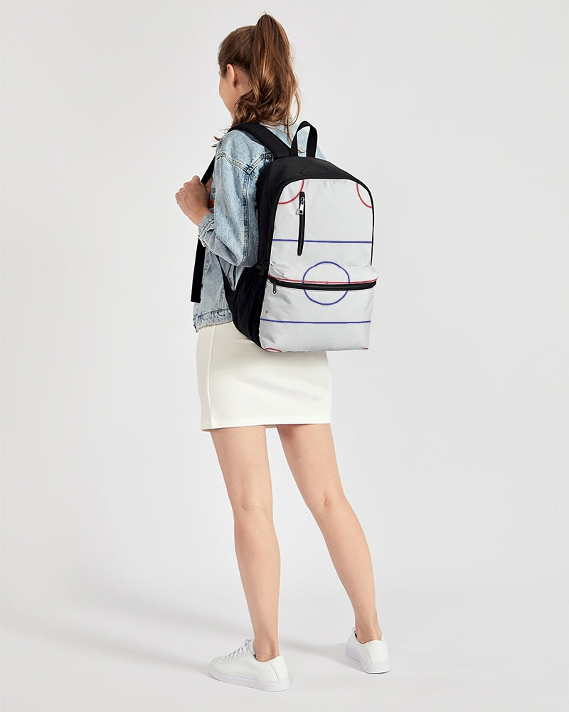 Hockey Rink Duo-Zip Front Canvas Backpack