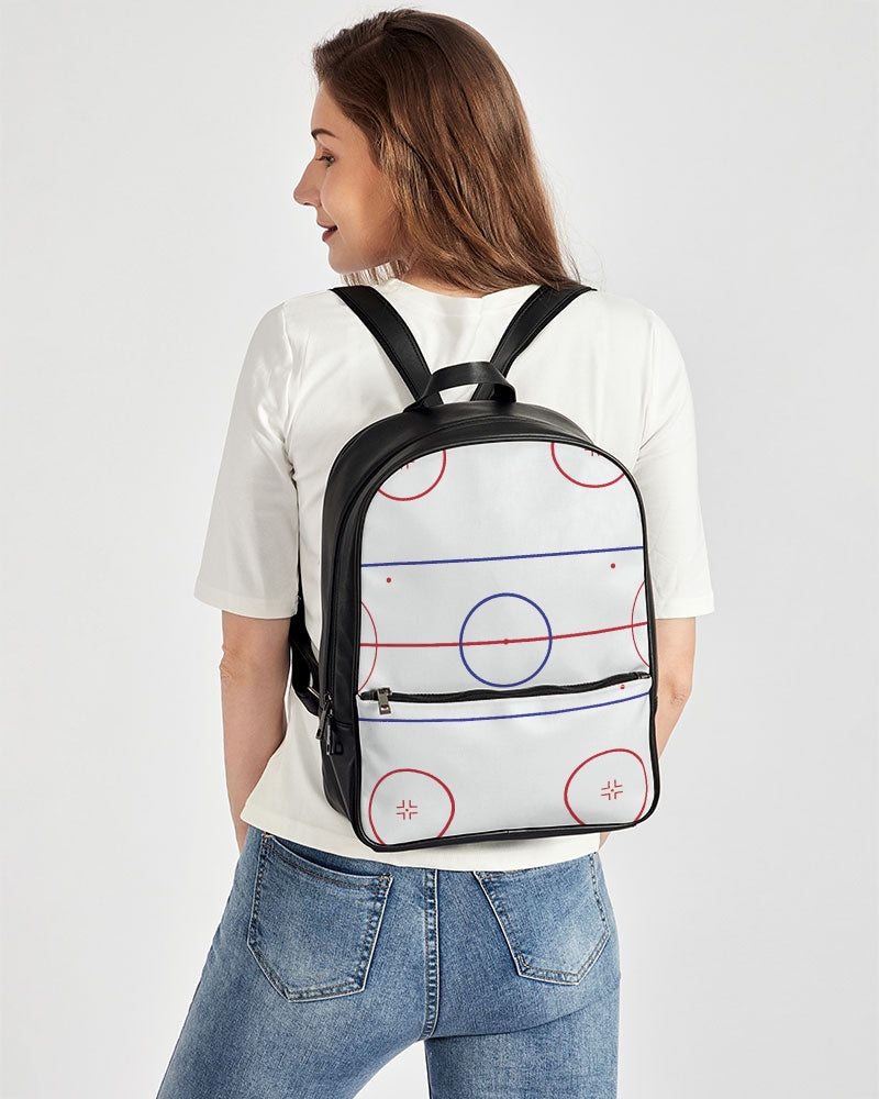 hockey rink lines with hockey mom Classic Faux Leather Backpack