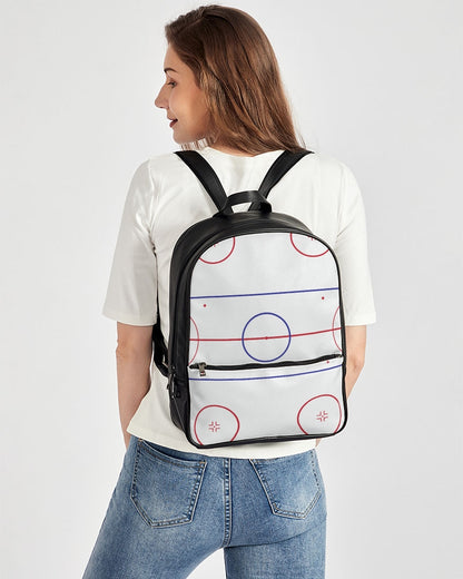 hockey rink lines with hockey mom Classic Faux Leather Backpack