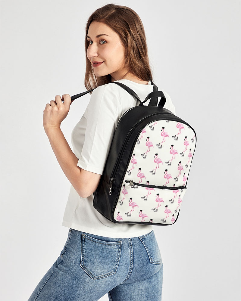 Hockey Playing Flamingos Classic Faux Leather Backpack