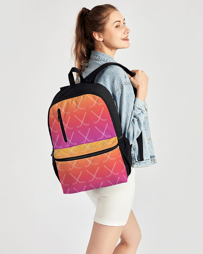 Ombre Hockey Stick Duo-Zip Front Canvas Backpack