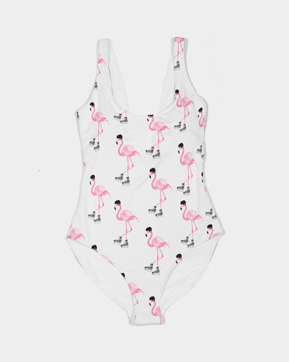 Hockey Playing Flamingos Women's One-Piece Swimsuit