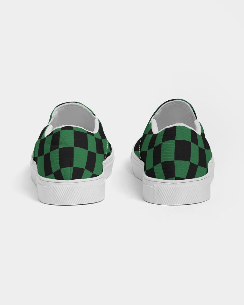 Green and Black Checkered - largest Women's Slip-On Canvas Shoe