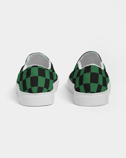 Green and Black Checkered - largest Women's Slip-On Canvas Shoe