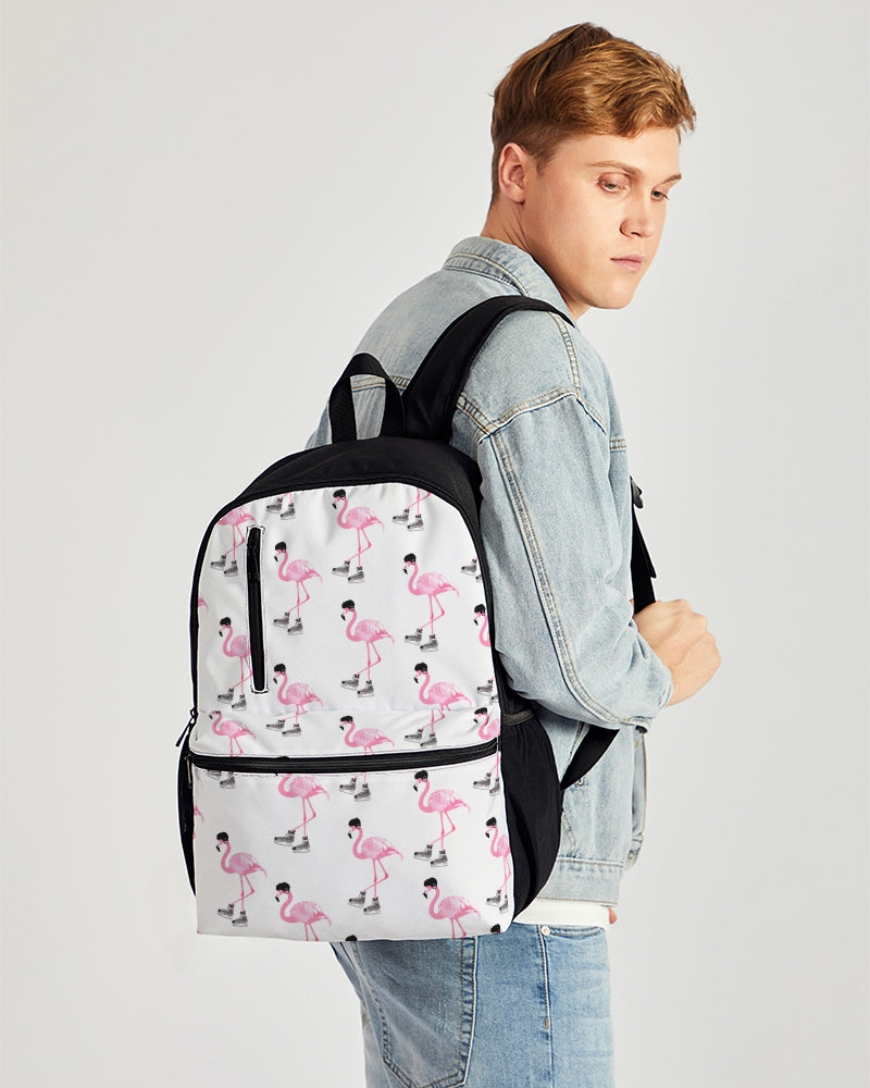 Hockey Playing Flamingos Duo-Zip Front Canvas Backpack