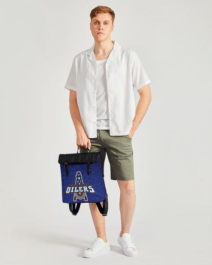 blue glitter oilers Casual Flap Backpack