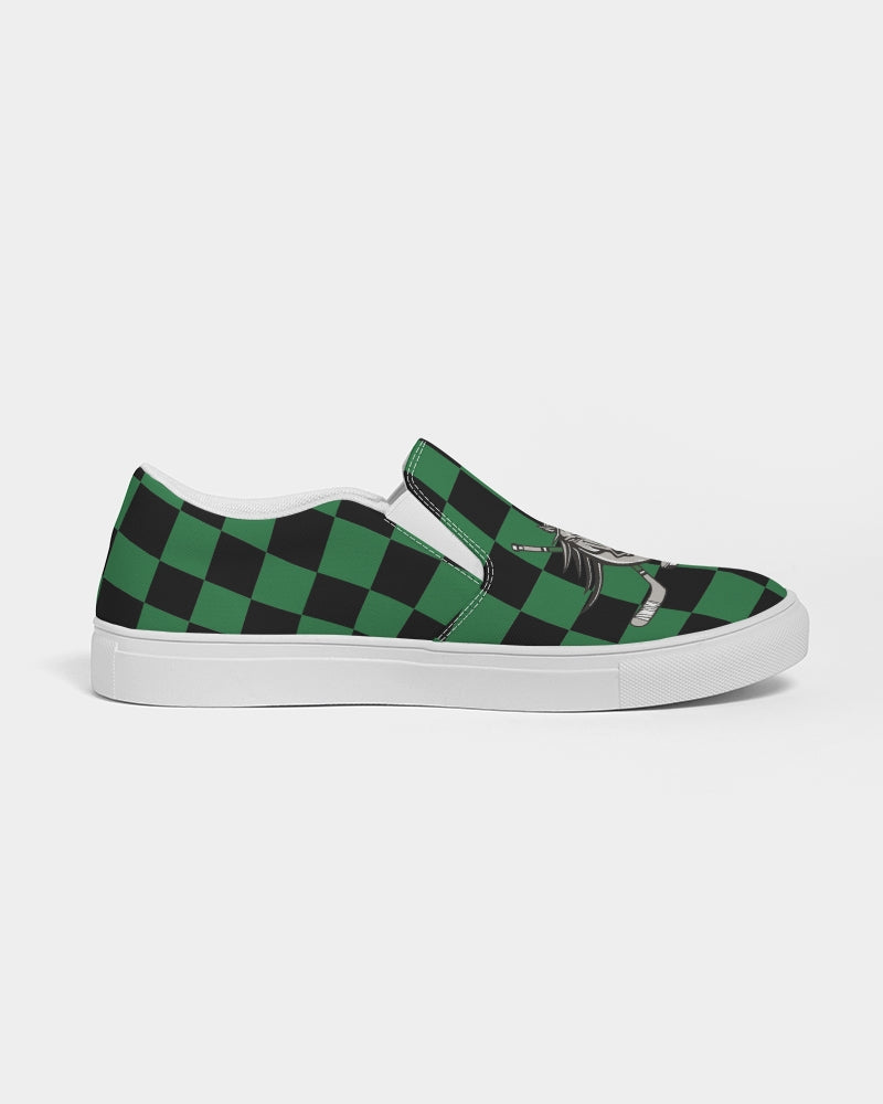 Green and Black Checkered - largest Women's Slip-On Canvas Shoe