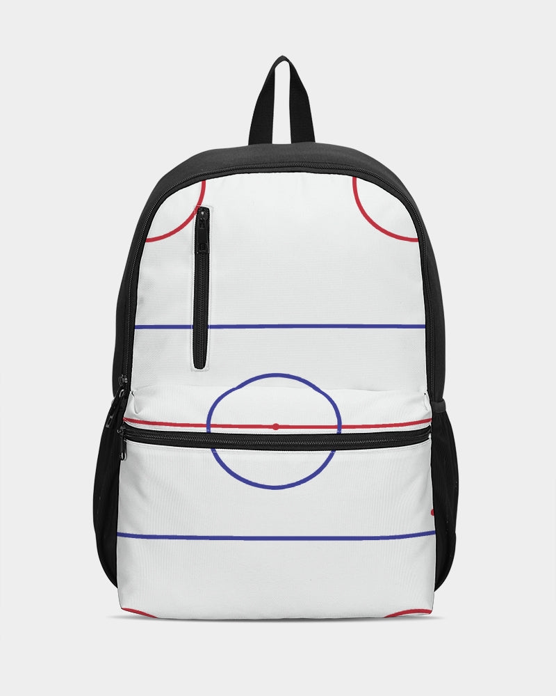 Hockey Rink Duo-Zip Front Canvas Backpack