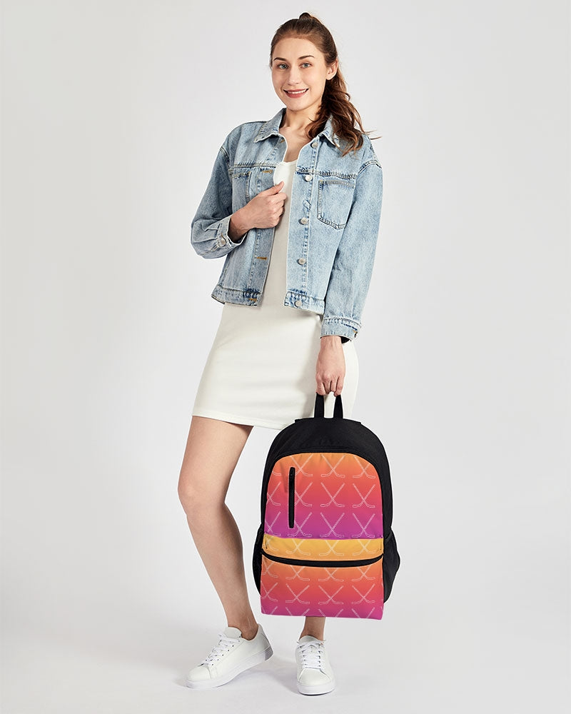 Ombre Hockey Stick Duo-Zip Front Canvas Backpack