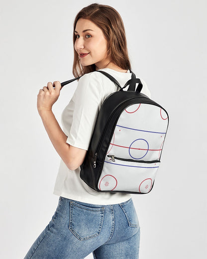 hockey rink lines with hockey mom Classic Faux Leather Backpack