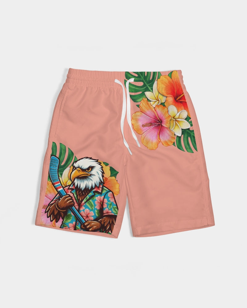 hawaiian flower Eagle Trunks Boys  All-Over Print Swim Trunk