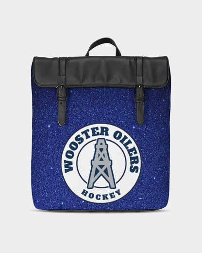 blue glitter hs oilers Casual Flap Backpack
