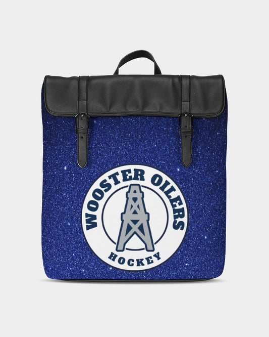 blue glitter hs oilers Casual Flap Backpack