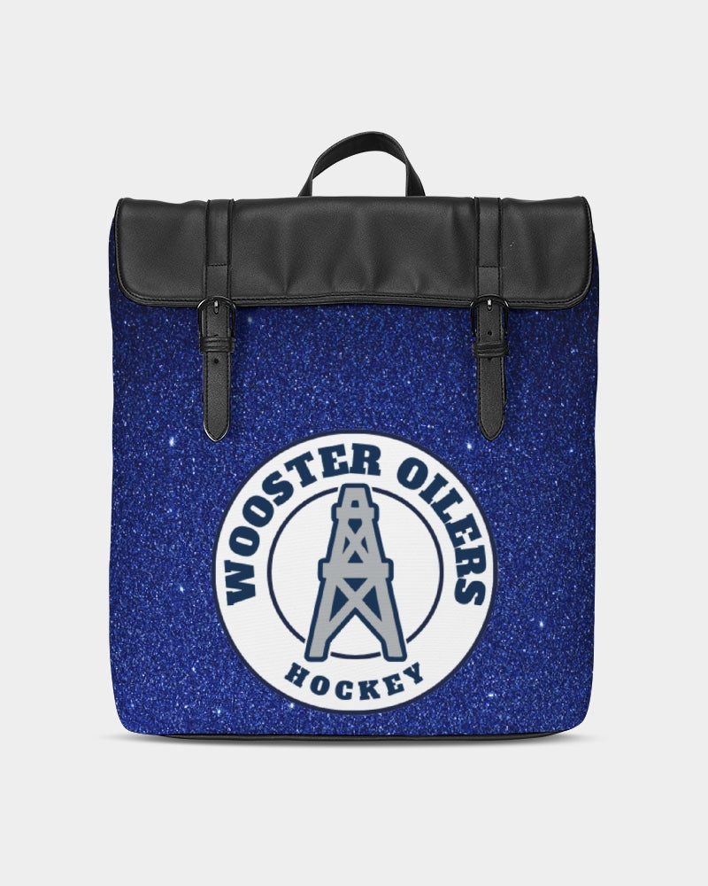 blue glitter hs oilers Casual Flap Backpack