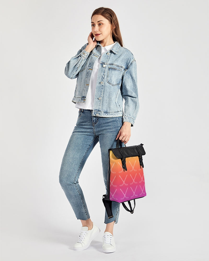 Ombre Hockey Sticks Casual Flap Backpack