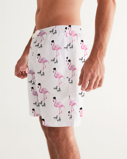 Hockey Playing Flamingos Men's Swim Trunk