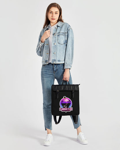 Flamingo Flow Black Casual Flap Backpack