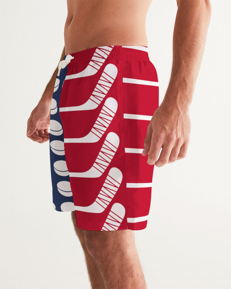 Hockey Stars and Sticks Swim Trunks Men's Swim Trunk