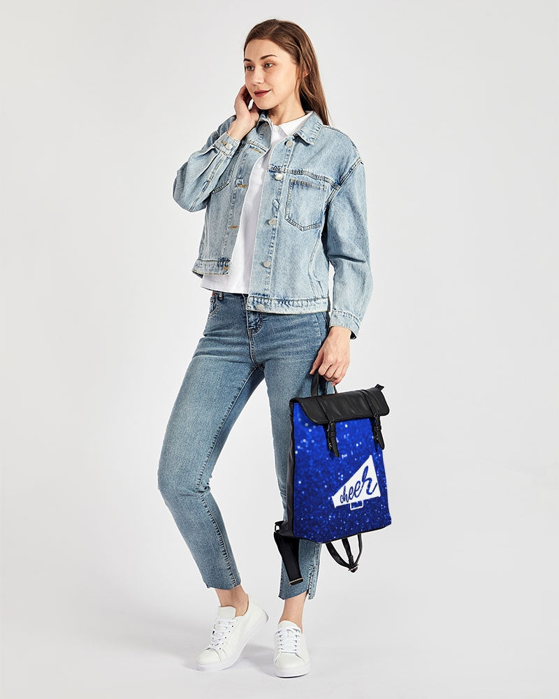 Blue Glitter Cheer Casual Flap Backpack