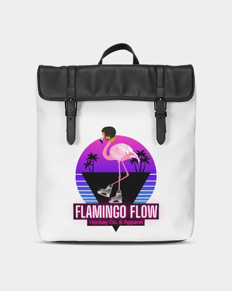 Flamingo Flow White Casual Flap Backpack