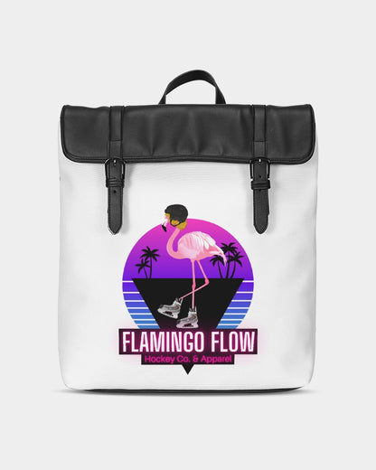 Flamingo Flow White Casual Flap Backpack