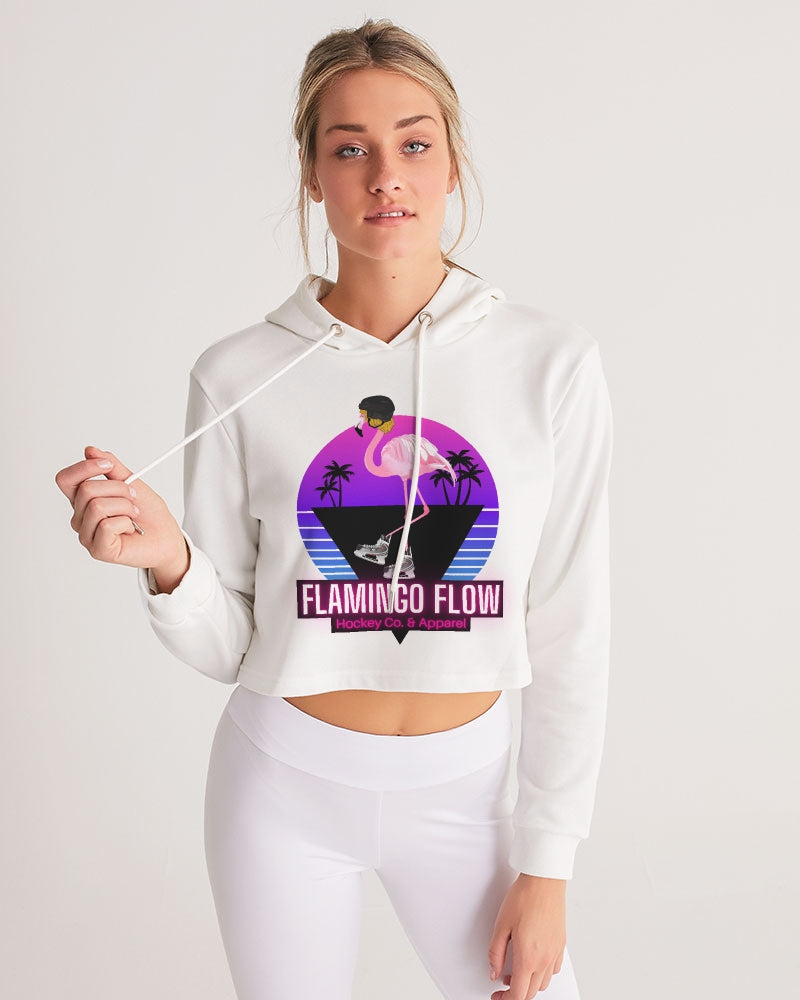 Women's Flamingo Flow Crop Top Hoodie Women's Cropped Hoodie