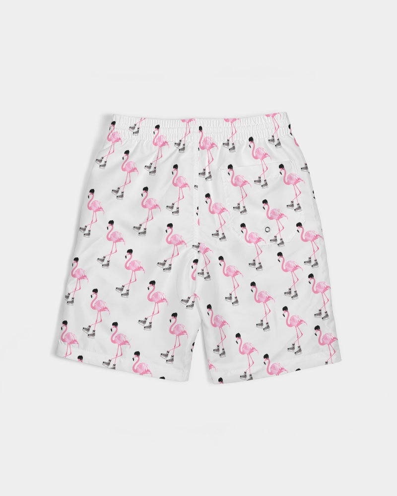 Hockey Playing Flamingos Boys Swim Trunk