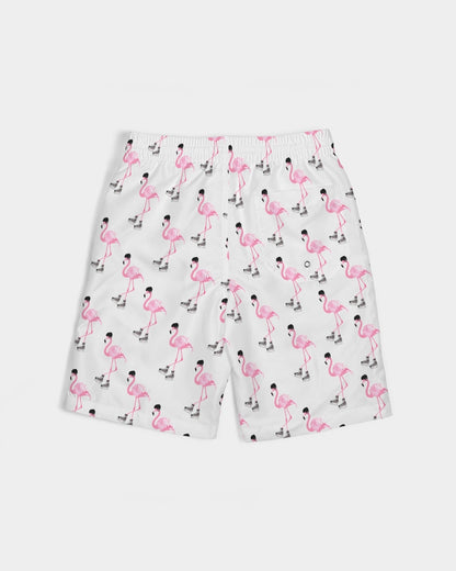 Hockey Playing Flamingos Boys Swim Trunk