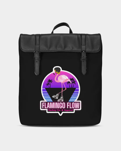 Flamingo Flow Black Casual Flap Backpack