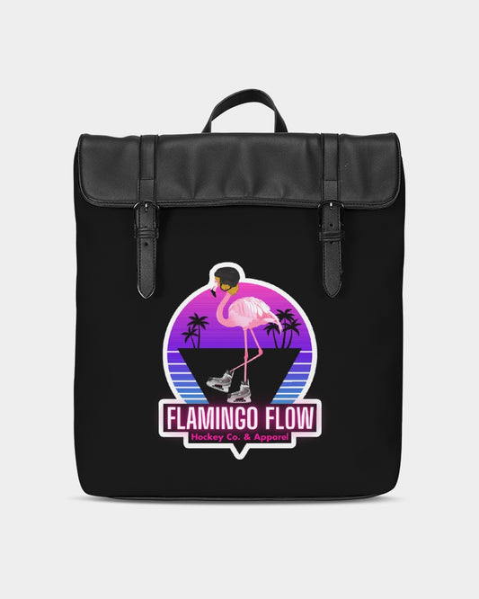 Flamingo Flow Black Casual Flap Backpack