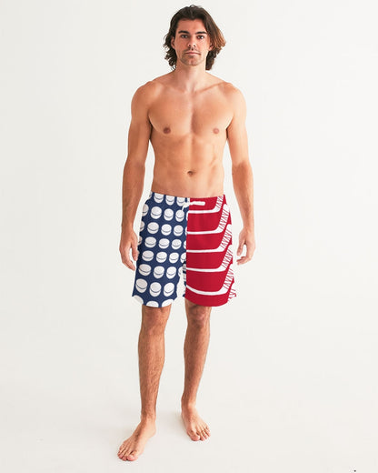 Hockey Stars and Sticks Swim Trunks Men's Swim Trunk