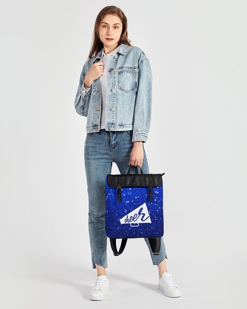 Blue Glitter Cheer Casual Flap Backpack