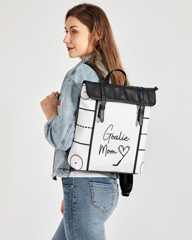 Black & white rink goalie mom Casual Flap Backpack
