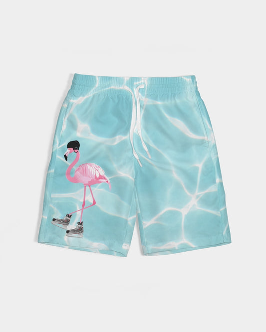 Hockey Playing Flamingo Swim Trunks- water Boys Swim Trunk